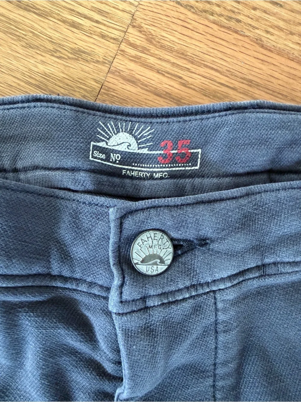 Faherty Slate Blue Flat-Front Stretch Shorts